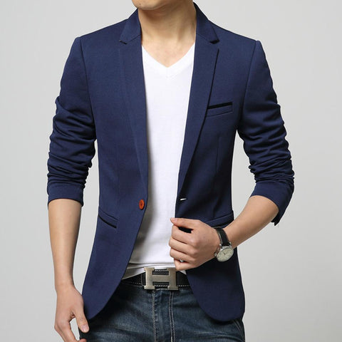 Mens Slim Fit One Button Blazer