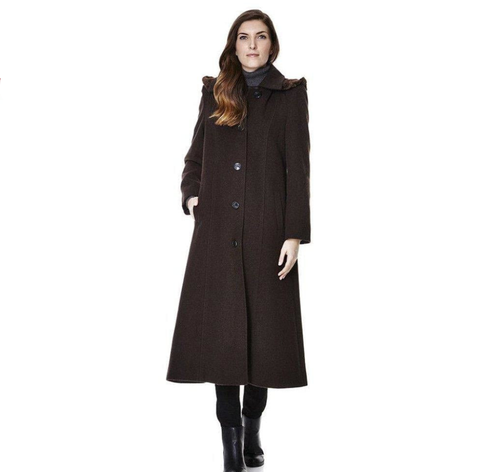 Women's Faux Fur-Trim Hooded Long Coat